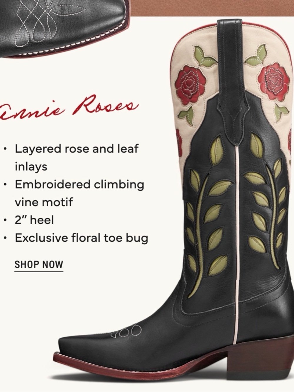 NEW!!! Tecovas ‘Annie’ Roses Cowboy Western Boot Limited Edition size 8-8.5 - Picture 11 of 12